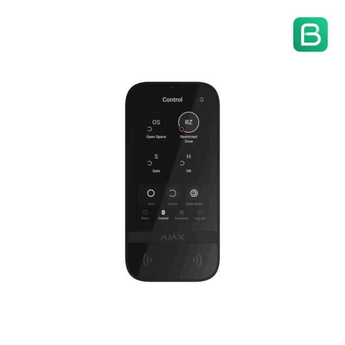 Clavier numérique Ajax KeyPad TouchScreen Jeweller Noir de face